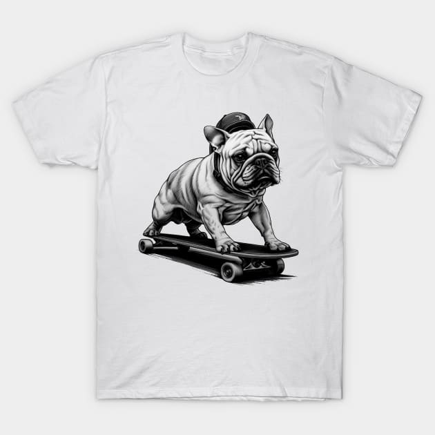 Skateboarding Bulldog T-Shirt by LED Graphix